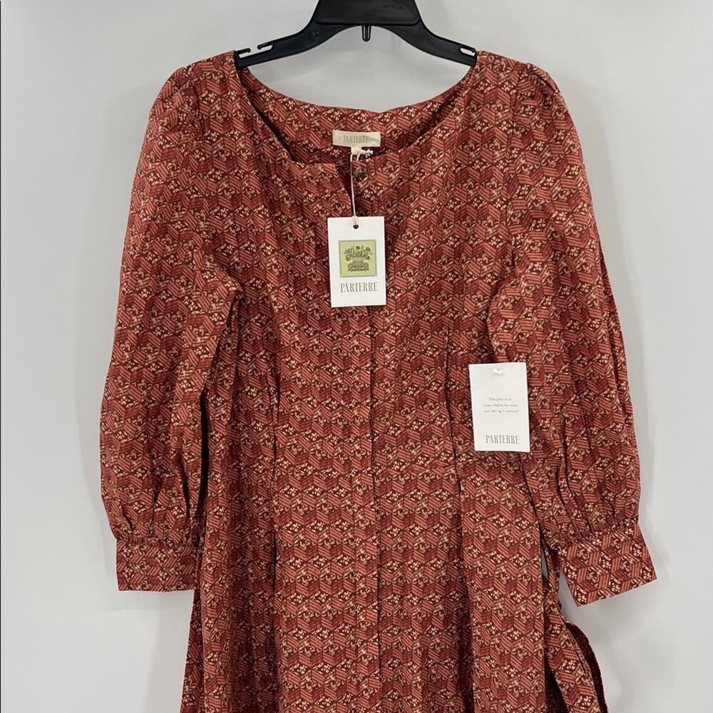 Parterre Women's Cotton Maxi LS Shirt Dress - Orange Multi - 3 or US 8-10 - NWT
